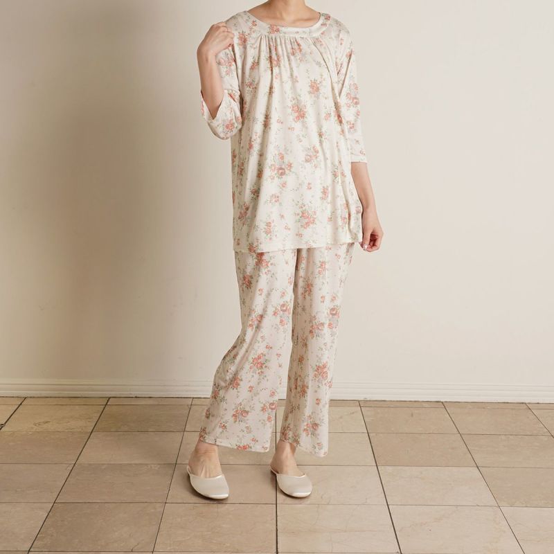 キッドブルー シルク ナイトウェア 新品 24シルクブラッサムPt[7分袖パジャマ] | KID BLUE OFFICIAL