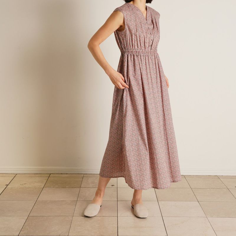 24LIBERTYプリント[フレンチスリーブワンピース] | KID BLUE