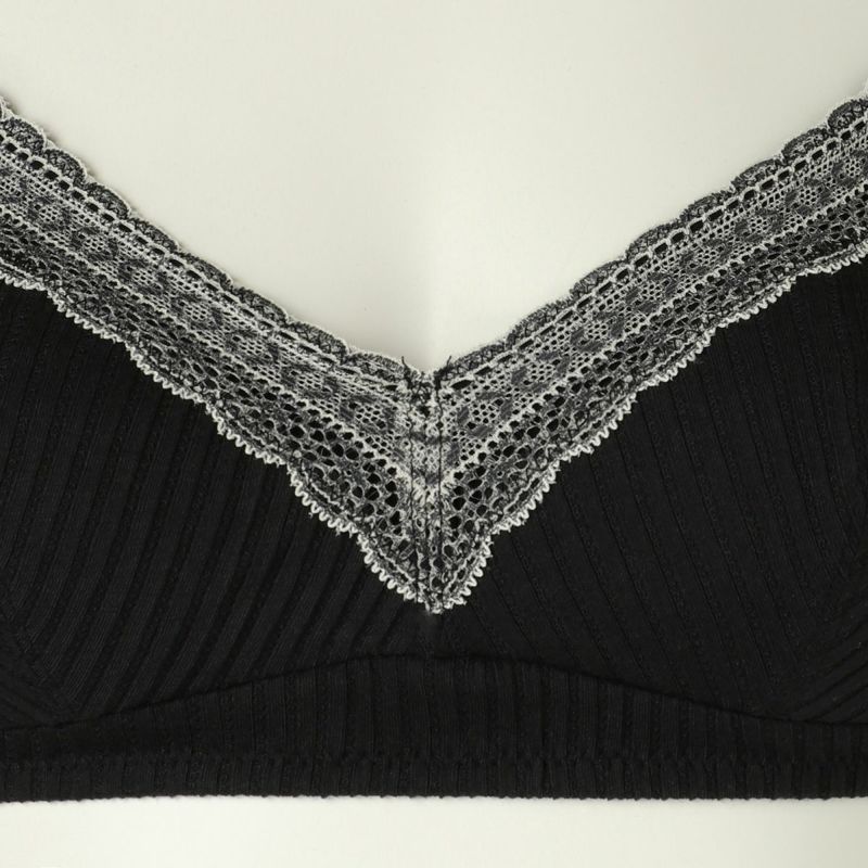 24AWオーガニックコットンリブ[フックアイソフトブラジャー(ノン