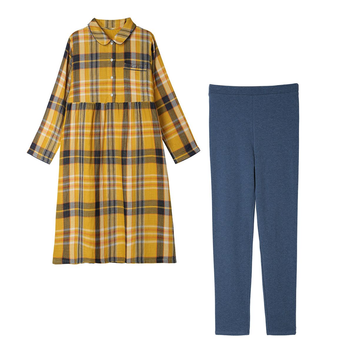 24トリプルガーゼチェック[長袖ナイティ] | KID BLUE OFFICIAL ONLINE