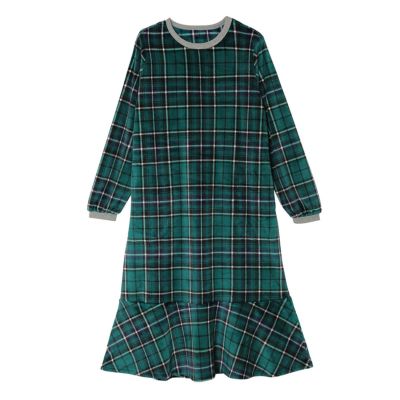 24ストレッチシャギータータンチェック[長袖ワンピース]