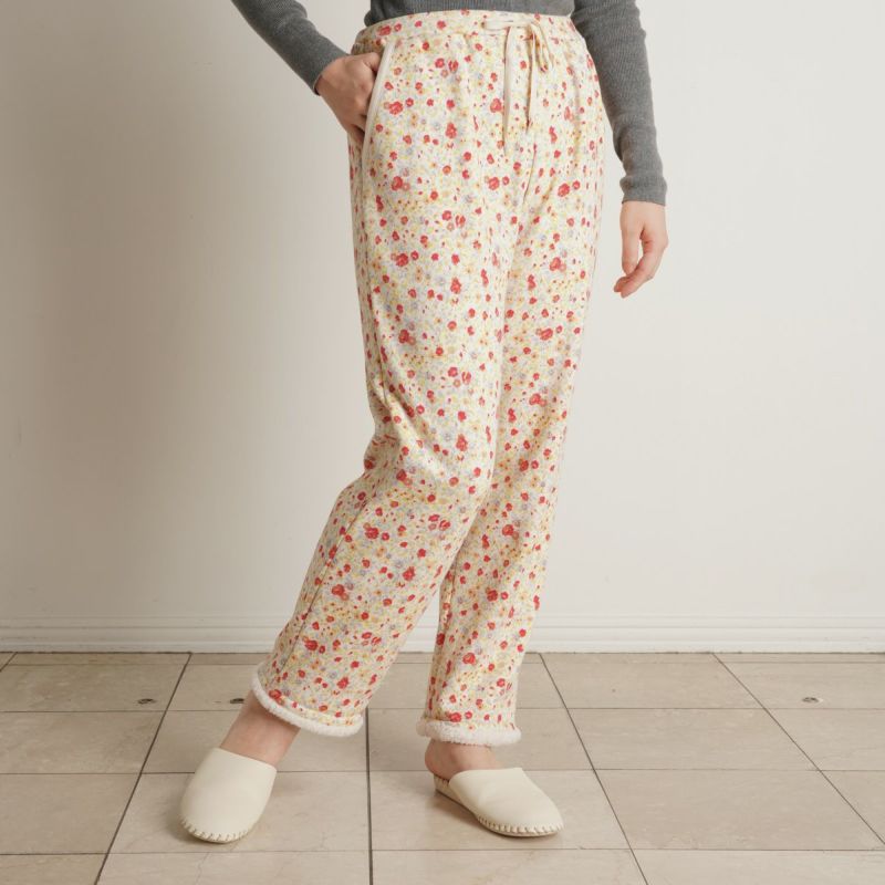 キッドブルー 裏シャギーガーニッシュフラワー パンツ フルレングス ルームウェア KID BLUE 20%OFF 送料無料 裏シャギーガーニッシュフラワー[フルレングスボトムス] | KID BLUE