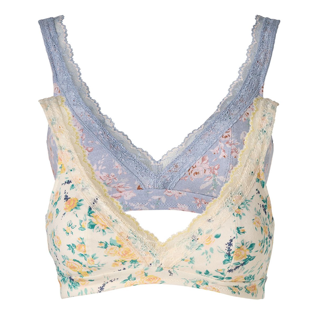 KID Blue ブラジャー　MとショートカルソンＭ キッドブルー ピンドットフラワー ノンワイヤー ブラジャー ソフト