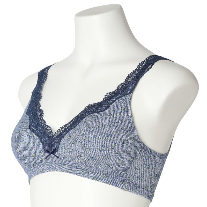 ■ KID BLUE キッドブルー ブラジャー　ショーツセットデニムフラワー　M □ KID BLUE キッドブルー ブラジャー ショーツセットデニム