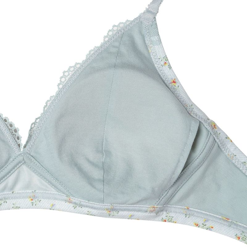 25デニムフラワーPT[フックアイソフトブラジャー(ノンワイヤー