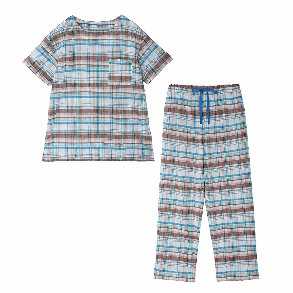 新品未使用￤KID BLUE 24シャーリングチェック[7分袖パジャマ] 24シャーリングチェック[7分袖パジャマ] | KID BLUE OFFICIAL ONLINE STORE