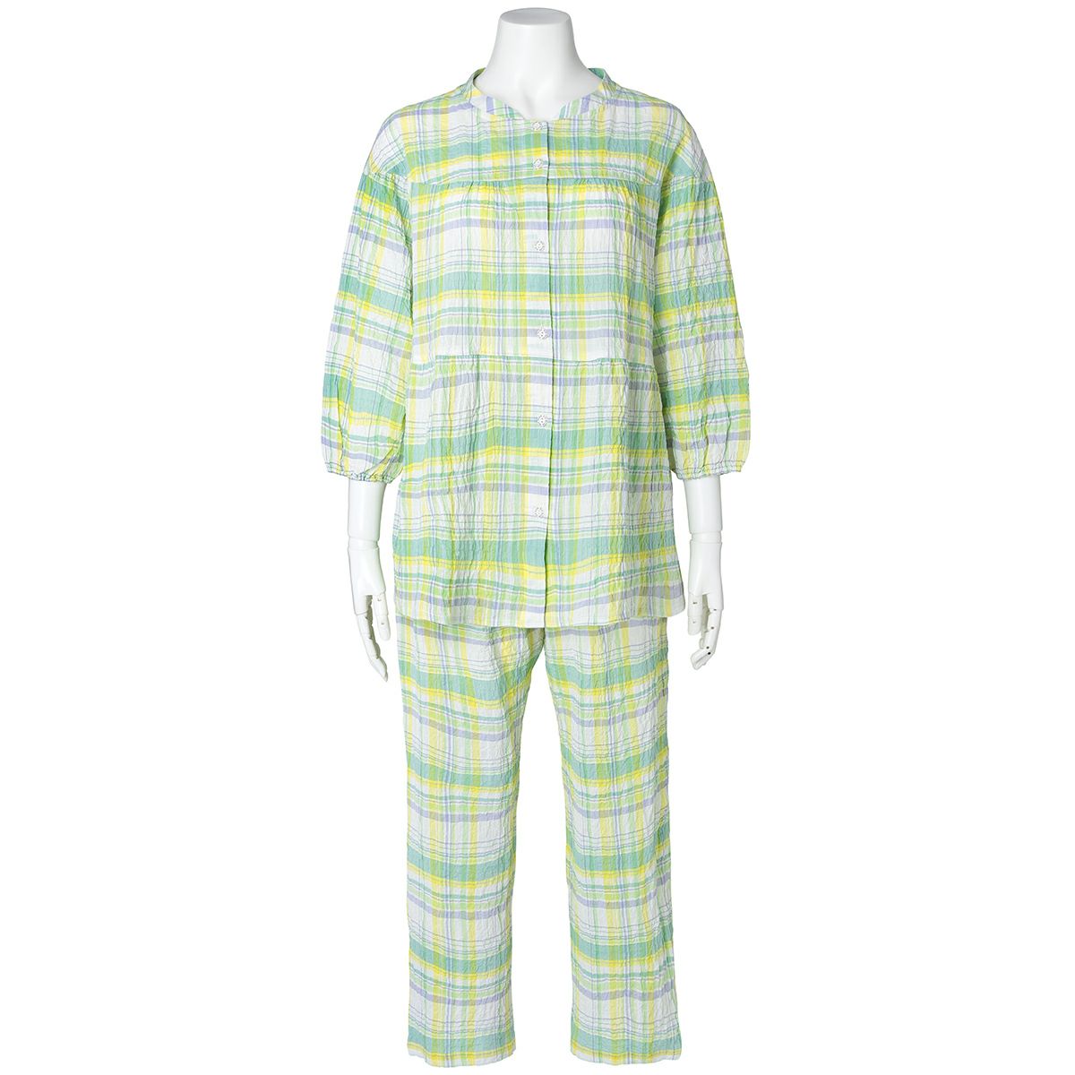 25シャーリングチェック[8分袖パジャマ] | KID BLUE OFFICIAL ONLINE STORE