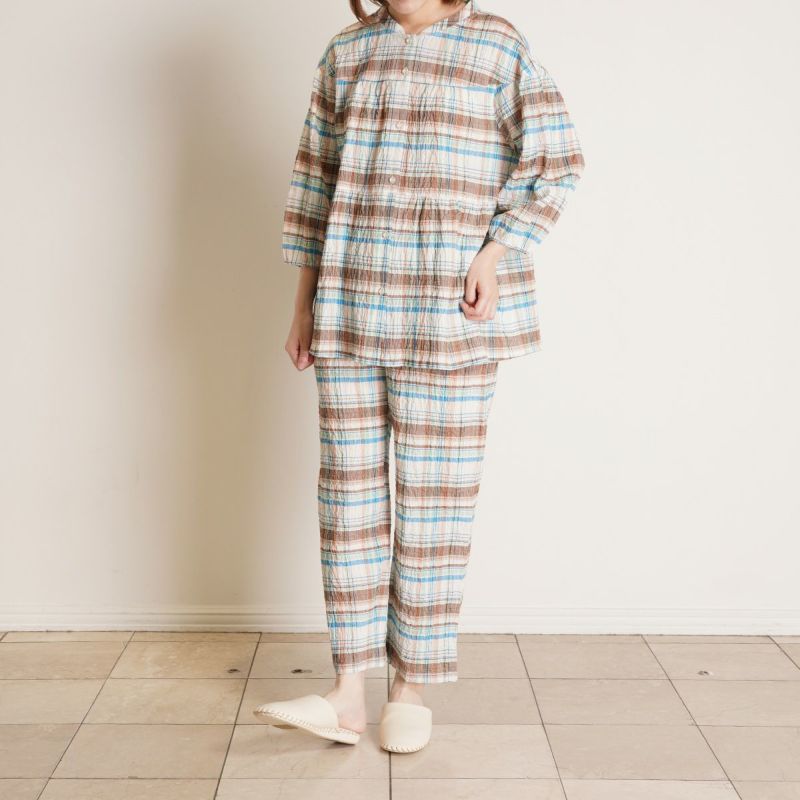 25シャーリングチェック[8分袖パジャマ] | KID BLUE OFFICIAL ONLINE STORE