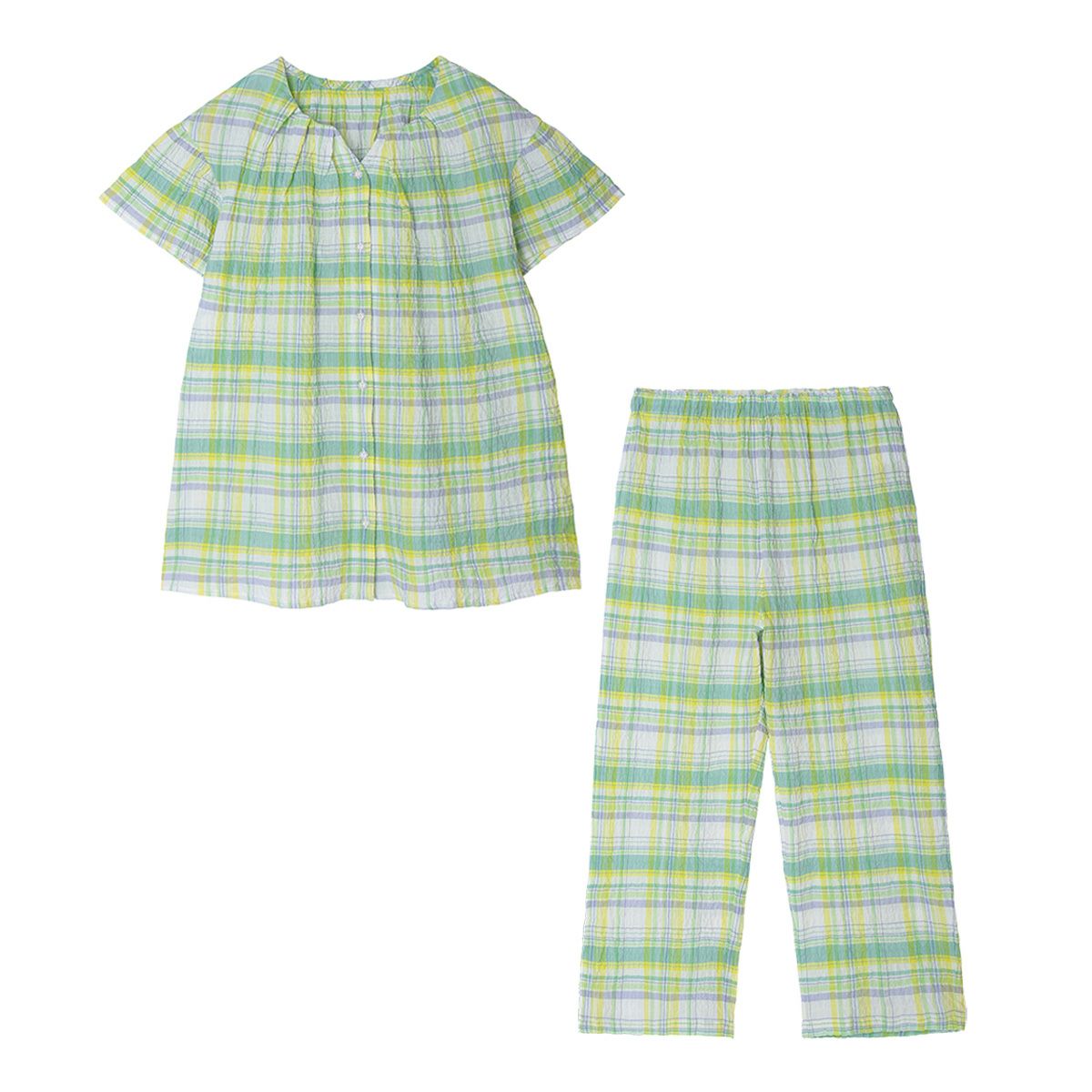 25シャーリングチェック[8分袖パジャマ] | KID BLUE OFFICIAL ONLINE STORE