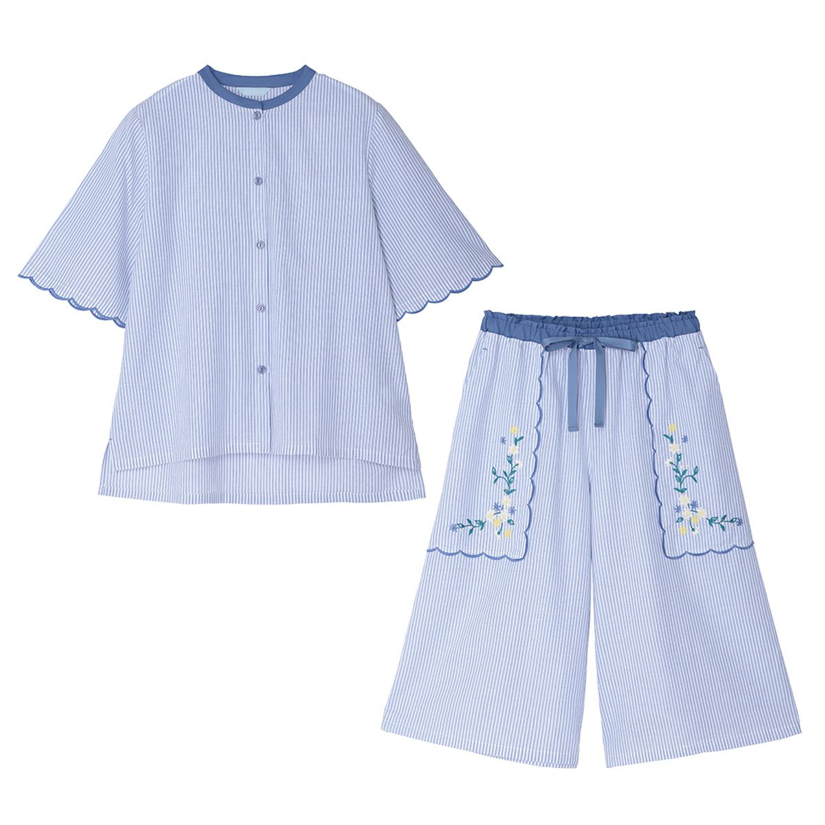 25ストライプエンブ[9分袖パジャマ] | KID BLUE OFFICIAL ONLINE STORE