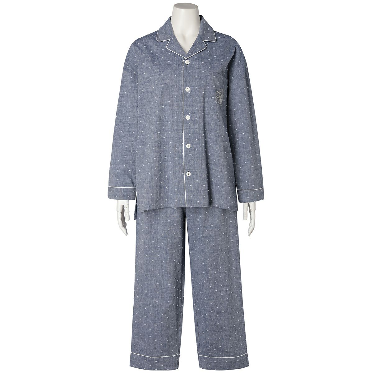 KID BLUE ドット柄 パジャマ Mサイズ 26ドビードットシャンブレー[長袖パジャマ] | KID BLUE OFFICIAL